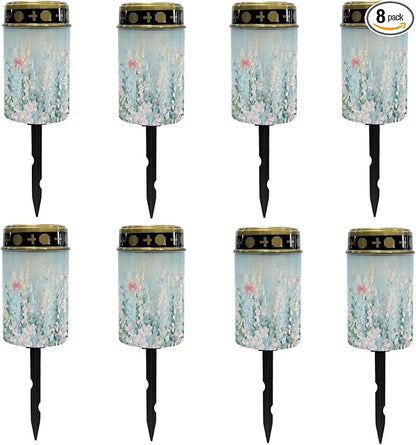 Flower Solar Flameless Lights Outdoor Solar Lights Waterproof Solar Powered Fairy Lights for Outside Landscape Lighting Pathway Lights Red Rose Lantern Solar Walkway Lights Outdoor