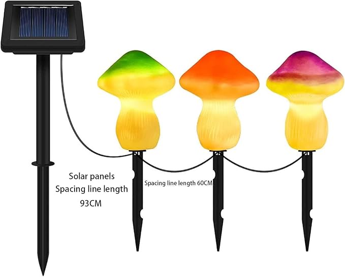 Super Bright Solar Lights, Set of 3 Solar Mushroom Lights, Outdoor Waterproof Solar Powered Mushroom Lights, Garden Stake Lights for Garden Yard Backyard Lawn Path Lights (Color : 3 Colors)