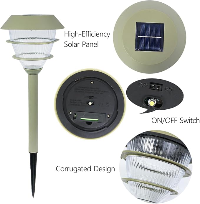 Bright Zeal 6-Pack 16.5" Solar Stake Lights Outdoor Waterproof - Warm White LED Decorative Lights for Pathway Patio Yard - Landscape Lamps for Sidewalk Decor
