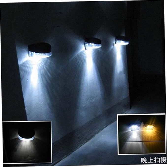 4pcs Solar Outdoor Garden Light Led Fence Light Led Black Shell White for Pathway Garage Porch and Wall Decoration | Lumora