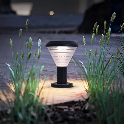 Solar Pathway Light IP65 Waterproof Landscape Lighting Black Aluminum Path Light with Warm Light 3000K LED Bollard Lighting Fixture for Garden Lawn Garage Walkway