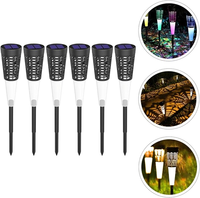 POPETPOP 6pcs Solar Garden Stake Lights Decorative Outdoor Lighting for Pathway and Warm Solar Lamp for Lawn Patio | Lumora