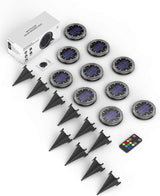 Color Changing Solar Ground Lights with 33ft Long Distance Remote Control - Flat Solar Lights Outdoor Waterproof | Lumora