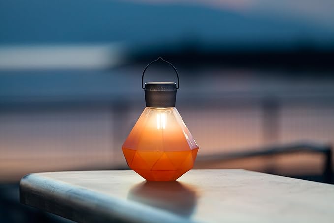 Allsop Gem Light - Outdoor Solar LED Latern - Hand Blown Glass - Waterproof with Easy Hang Frame (Coral)