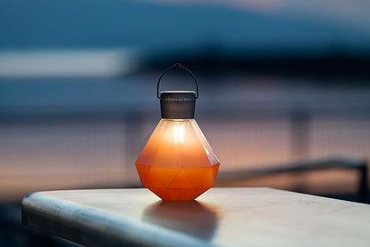 Allsop Gem Light - Outdoor Solar LED Latern - Hand Blown Glass - Waterproof with Easy Hang Frame (Coral)