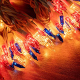 TW SHINE Red White and Blue 4th of July Lights, 20FT 100 Count Incandescent Patriotic Mini String Lights, Waterproof Independence Day Decorations for Outdoor Indoor Christmas Party Decor