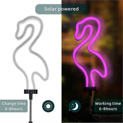 Solar Garden Lights Flamingo,Cactus and Mushroom Outdoor Waterproof Solar Neon Strip Lights for Landscape,Lawn,Yard,Patio,Pathway,Backyard,Pool Decoration