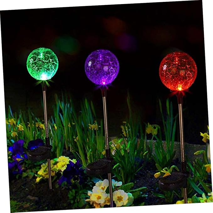 jojofuny 4pcs Elegant Solar Pathway Lights Led Lawn Light Ground Plug Landscape Garden Decor