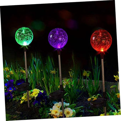 jojofuny 4pcs Elegant Solar Pathway Lights Led Lawn Light Ground Plug Landscape Garden Decor
