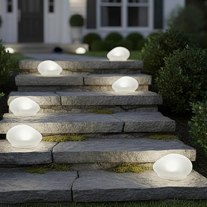 Lakeside Solar White Rock Light Outdoor Decor
