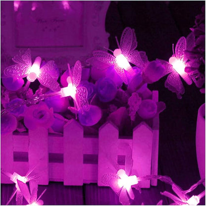 Butterfly String Lights, Waterproof 20FT 30LED Butterfly Solar Light Outdoor Solar Rope Lights Fairy Light Decorative Garden Lights for Cafe Patio Party Garden Wedding (Pink)