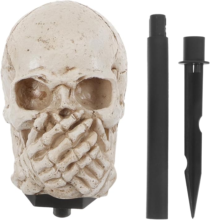 Sosoport Halloween Solar Skull Garden Stake Light Outdoor Yard Solar Path Lighting Halloween Decorations for Lawn Patio, Solar-Powered Outdoor Skull Lamp