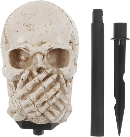 Sosoport Halloween Solar Skull Garden Stake Light Outdoor Yard Solar Path Lighting Halloween Decorations for Lawn Patio, Solar-Powered Outdoor Skull Lamp