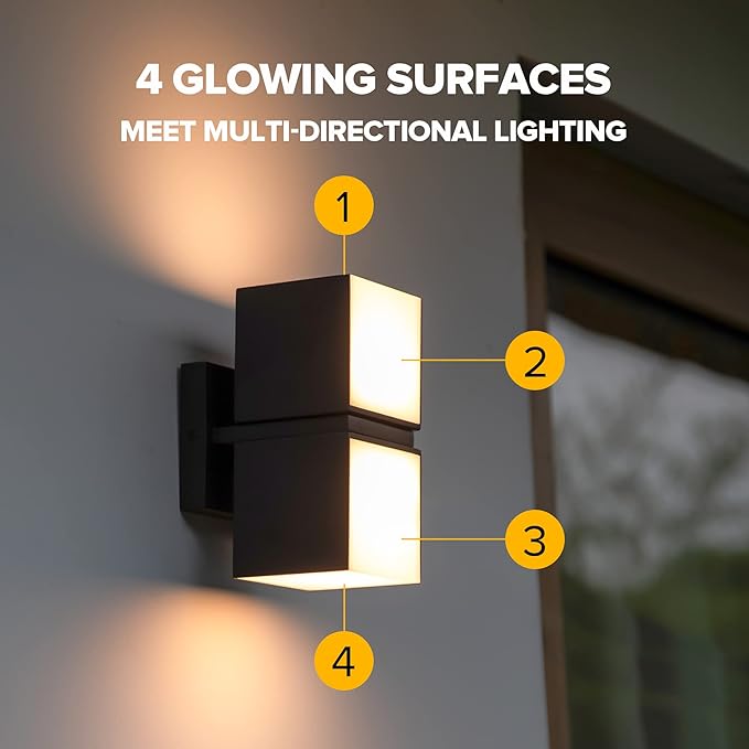 LUTEC Cuba 3000K 1100LM LED Integrated Porch Wall Light Outdoor and Indoor Bedroom LED Wall Lantern Sconce-Bronze
