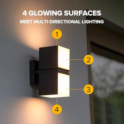 LUTEC Cuba 3000K 1100LM LED Integrated Porch Wall Light Outdoor and Indoor Bedroom LED Wall Lantern Sconce-Bronze