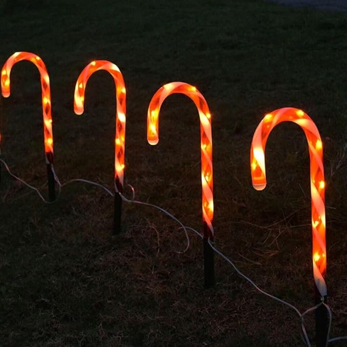 Solar Power Christmas Candy Cane Pathway Lights LED Outdoor Garden Decoration