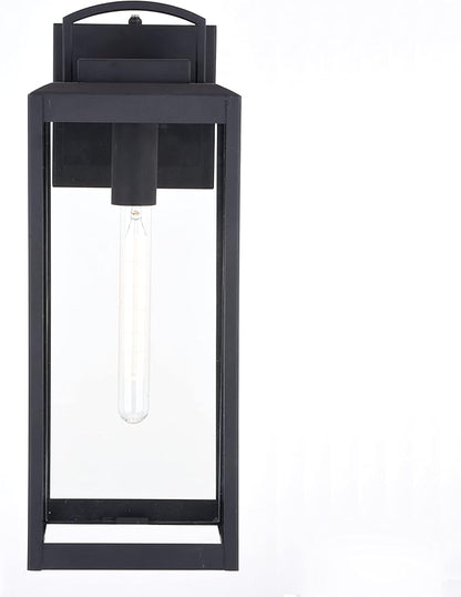 VAXCEL Kinzie Outdoor Porch Light, 7" W x 19" H Black Outdoor Lantern, Modern Dusk to Dawn Wall Light for Porch, Patio, Deck, or Front Door