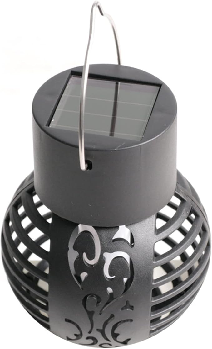 Solar Outdoor Lights Simulation Flame Chandelier Decorative Hanging LED Round Ball Lights 2 Pack Solar Garden Lights Waterproof Solar Powered Ball Lights for Camping Yard Patio Fence Tree Decoration