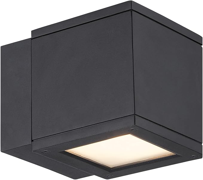 WAC Lighting WS-W2504-BK Rubix LED Outdoor Wall Light Fixture, Dark Sky Friendly Single Light, 3000K, Black