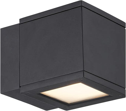WAC Lighting WS-W2504-BK Rubix LED Outdoor Wall Light Fixture, Dark Sky Friendly Single Light, 3000K, Black