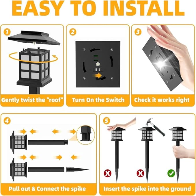Solar Outdoor Lights, 12 Pack Solar Pathway Lights, Waterproof, Landscape Lighting Suitable for Pathways, Walkways, Lawns, Gardens, Courtyards and Outdoor Decorations