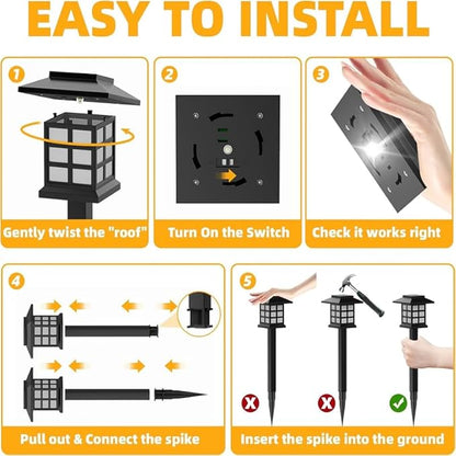 Solar Outdoor Lights, 12 Pack Solar Pathway Lights, Waterproof, Landscape Lighting Suitable for Pathways, Walkways, Lawns, Gardens, Courtyards and Outdoor Decorations
