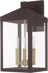 Livex 20584-07 Transitional Three Light Outdoor Wall Lantern from Nyack Collection in Bronze/Dark Finish | Lumora