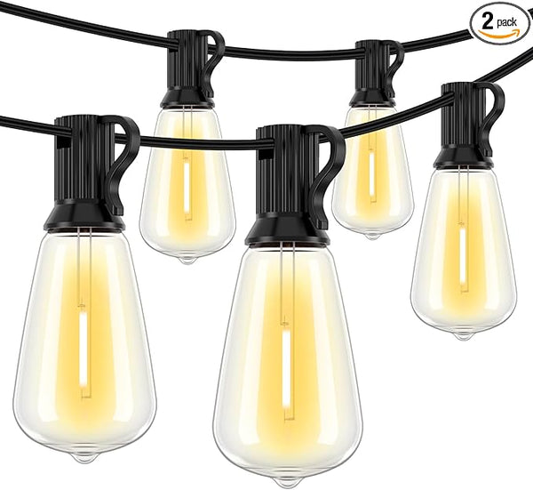 100Feet String Lights with 52 ST38 Edison Bulbs(2 Sqare) + 100Feet (50FT*2Pack) String Lights with 54 ST38 Edison | Lumora