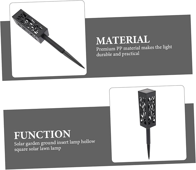 Garneck 2 Pcs Solar Lawn Lamps Hollow Out Ground Inserted LED Garden Decorative Lights Energy Saving Outdoor Solar Powered Pathway Lighting Durable Easy Installation