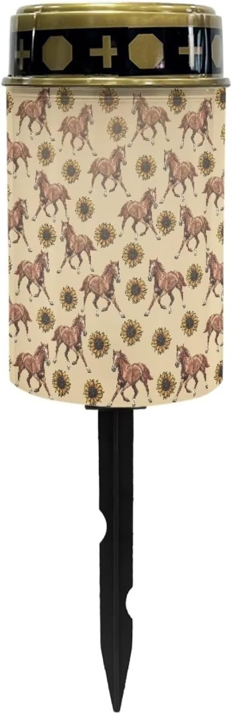 ZOUTAIRONG Sunflower Horse Solar Light for Cemetery Grave 4 Pack Solar Garden Lights Garden Lights Solar Pathway Lights Outdoor Cemetery Solar Lights for Grave Solar Lights for Cemetery Gravesite