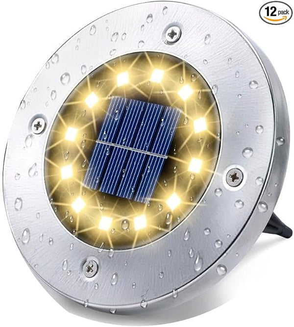 HOUSEOFLED Solar Ground Lights 12 Pack, Waterproof IP65 In-Ground Outdoor Landscape Lights, Warm White, for | Lumora