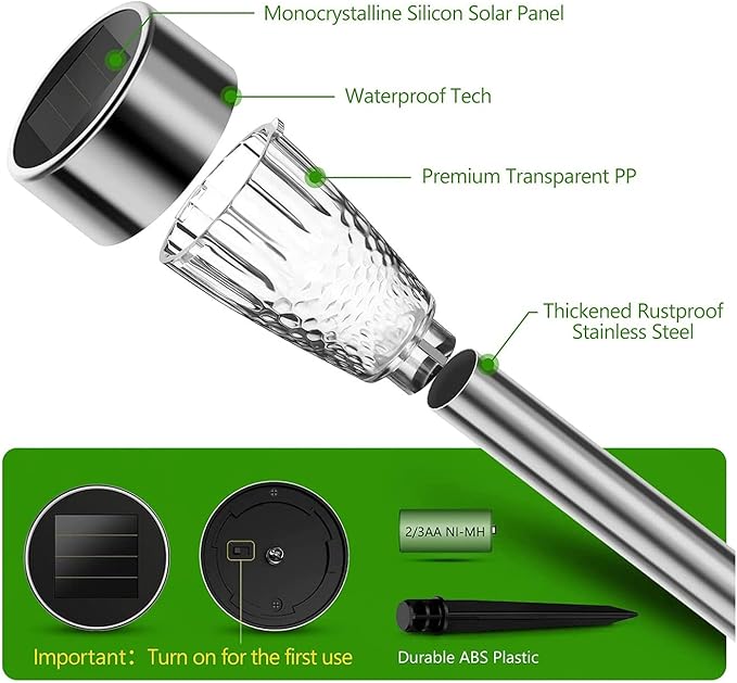 12 Packs Solar Pathway Lights - Stainless Steel Waterproof Auto On/Off Dusk to Dawn - Outdoor Security Flood Light | Lumora