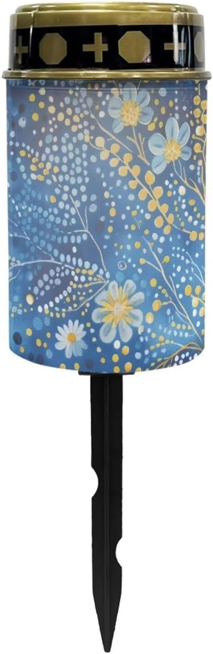 Blue Flower Solar Garden Stake Light, Cemetery Decorations for Grave Outdoor Lights,Sympathy Memorial Gifts for Mother, for Christmas Garden Lawn Yard Patio Decor