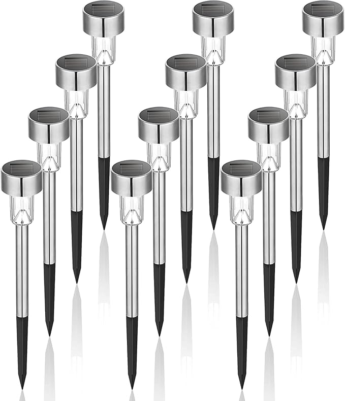 GIGALUMI Solar Lights Outdoor Outdoor Decor, 12 Pack Patio Lights 2 Pack Garden Lights for Yard Lawn Pathway Backyard Driveway