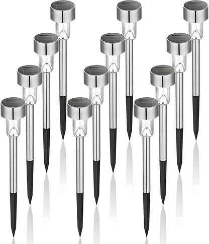 GIGALUMI Solar Lights Outdoor Outdoor Decor, 12 Pack Patio Lights 2 Pack Garden Lights for Yard Lawn Pathway Backyard Driveway