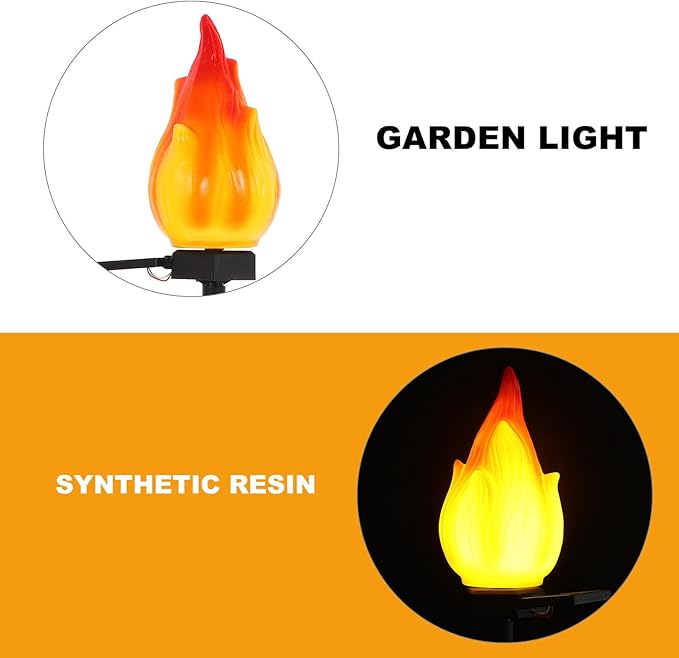 Solar Flame-Shape Garden Stake Light Outdoor Patio Yard Decorative Solar Pathway Lamp with Flickering Flame Effect for Landscape and Walkway Lighting