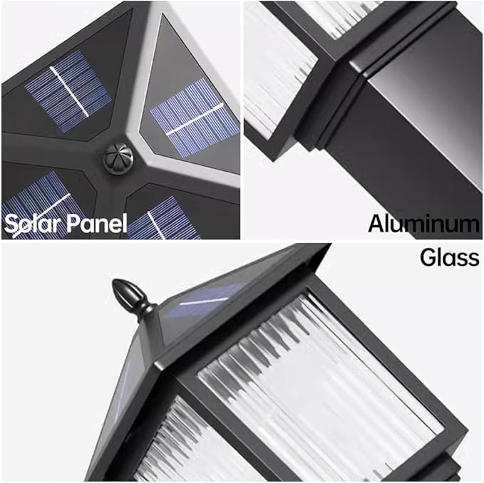 23.6" Solar Pathway Light with Stripe Glass IP65 Waterproof Solar Landscape Path Lights Outdoor Aluminum Housing Bollard Lights for Garden Lawn Yard Porch Patio