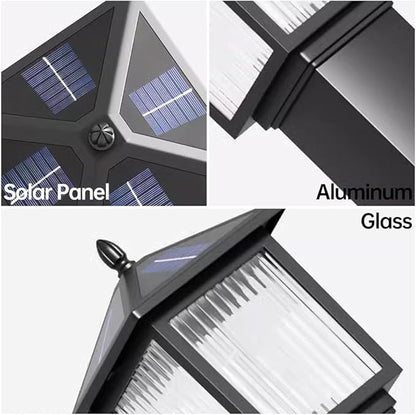 23.6" Solar Pathway Light with Stripe Glass IP65 Waterproof Solar Landscape Path Lights Outdoor Aluminum Housing Bollard Lights for Garden Lawn Yard Porch Patio
