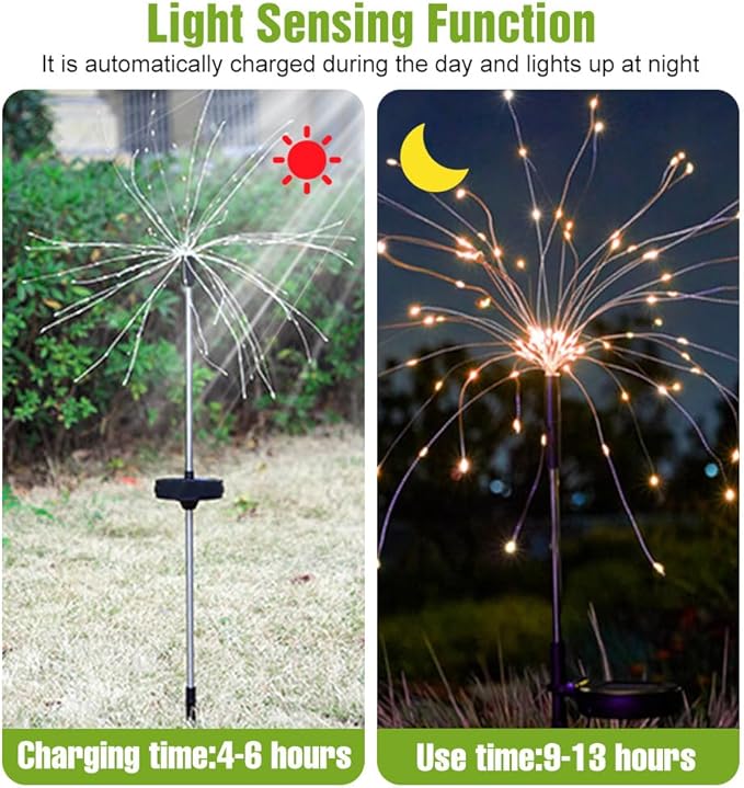 WENNI 6-Pack Solar Lights Outdoor - Upgraded of Sunlight Garden Light,IP65 Waterproof Outdoor Decor Solar Fireworks Lights for Yard,Pathway Decoration,Unique Gifts for Family and Friends