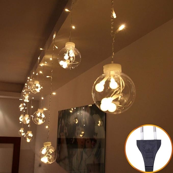 String Lights, LED Outdoor Indoor LED Wishing Ball Icicle Led Lights Outdoor Lighted Holiday Displays Hanging Lights Patio Edison Bulb Rope Lights Christmas Festive Wedding Curtain Decoration Lights