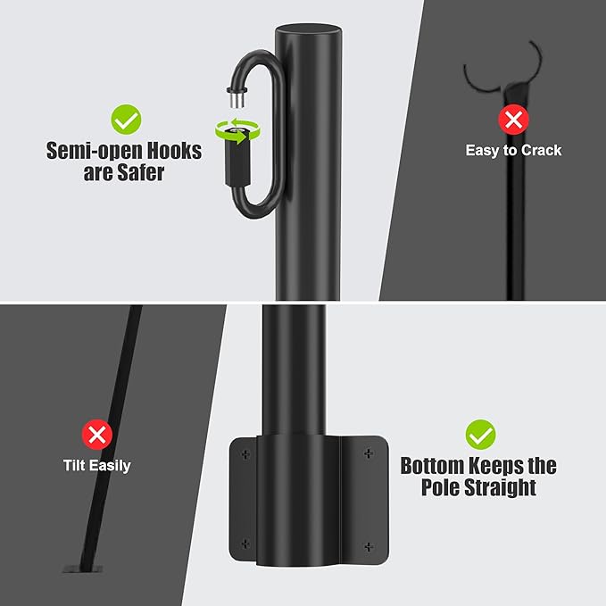 Suchtale Wall Mounted String Light Pole, Fence Extender with Clip and Bracket,Outdoor String Lights Hangers, Wall | Lumora