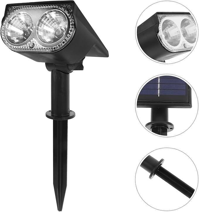 HOMSFOU Solar Powered Spotlights Outdoor 2led Warm Light Landscape Garden Yard Waterproof Solar Pathway Lights with Dark Sensing for Patio Lawn and Driveway