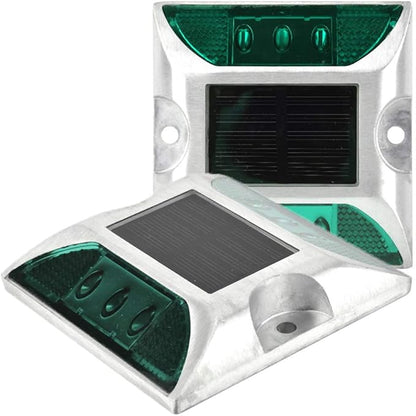 Dioche 2 Pcs Solar Power Ground Marker Lights/Outdoor Driveway Road Stud Lamp 6 LED/Road Stud Pathway Marker Light