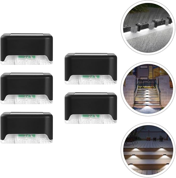 5pcs Outdoor Solar Deck Lights Waterproof LED Step Lights Plastic Solar Garden Fence Patio Stair Lamps for | Lumora