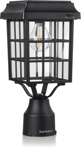 Kemeco ST4329Q-A Solar Post Light Squared Frame Exterior Waterproof Led Fixture for Outdoor Garden Street Post Pole | Lumora