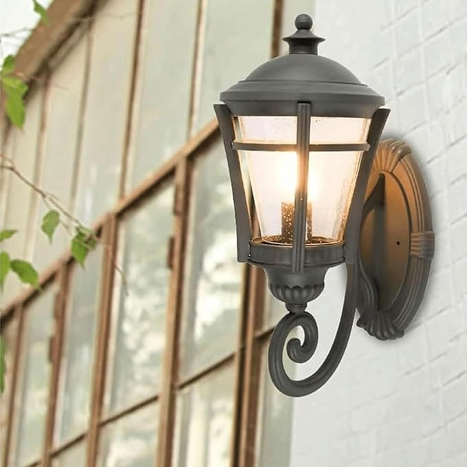 Modern Black Outdoor Wall Sconces,Retro Industrial Lights,Die- Alumiexpression Artistique M Villa Fence Door Pillar Lamp,with S Lampshade Garden Light Front Porch E26/27 Base