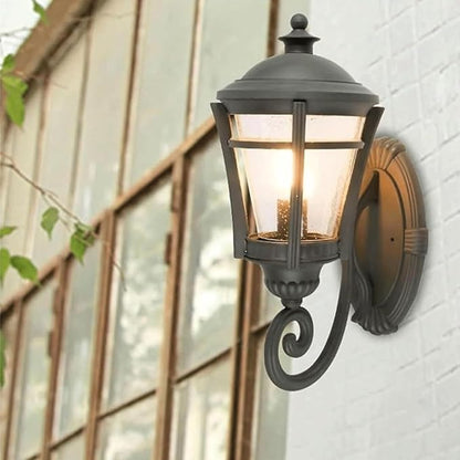 Modern Black Outdoor Wall Sconces,Retro Industrial Lights,Die- Alumiexpression Artistique M Villa Fence Door Pillar Lamp,with S Lampshade Garden Light Front Porch E26/27 Base