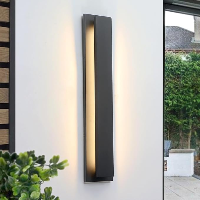 24inch Outdoor Modern LED Wall Light, 20W Waterproof Indoor Wall Mount Fixtures,3000K Warm Light Rectangular Wall Sconce for Front Door, Stairway, Living Room