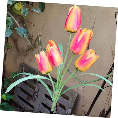 DOITOOL Lawn Solar Lamp Creative Solar Outdoor Landscape Tulip Decorative Garden for Lawn Lamp Powered Ornament Flowers