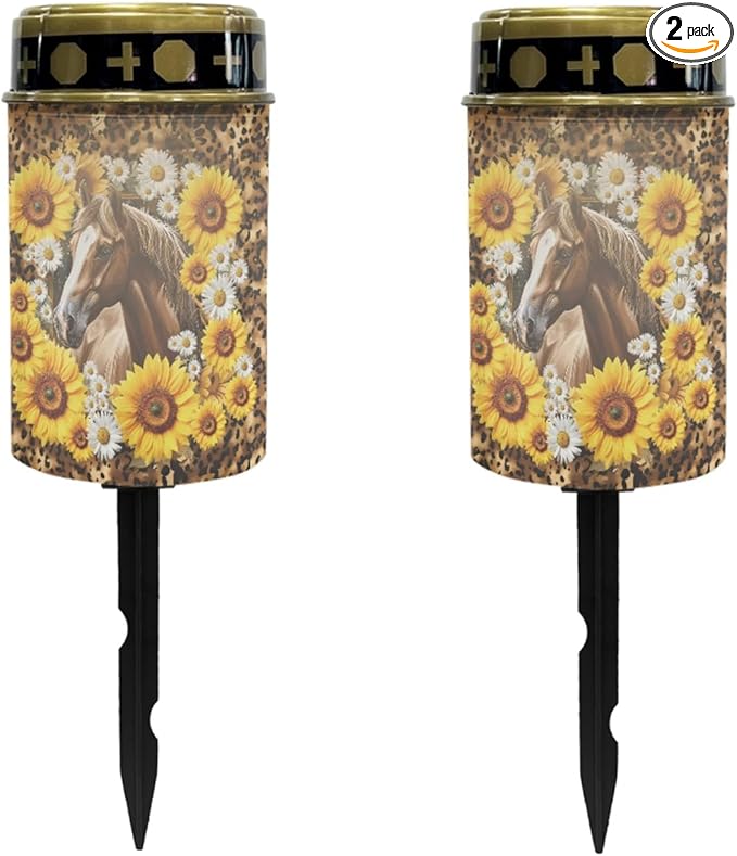 Sunflower Horse Solar Light Outdoor Pathway Lights Waterproof Horse Outdoor Decor,Garden Stake Lights for Outside Yard Patio,Solar Walkway Lights Spotlights-Warm White